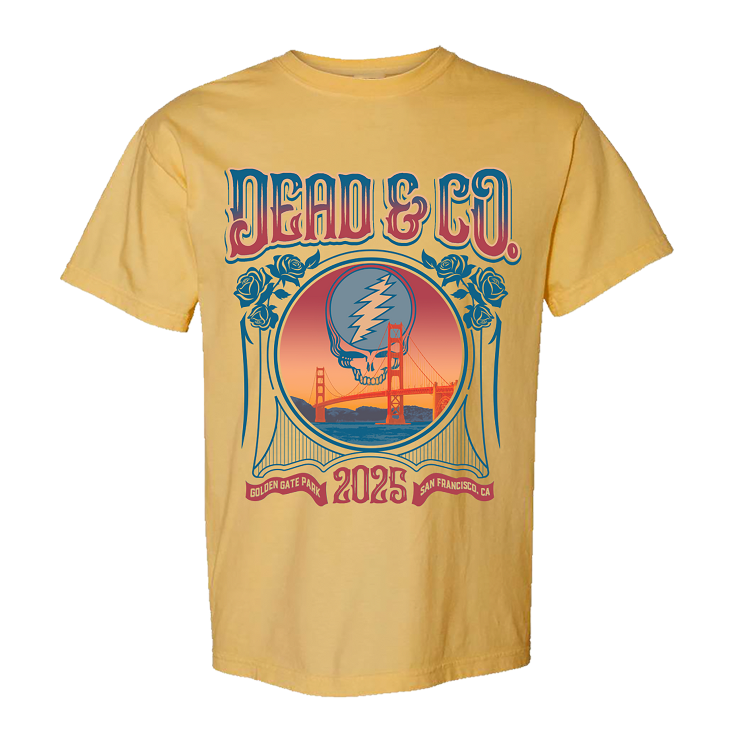 Dead & Company Golden Gate Park Mustard Tee Front